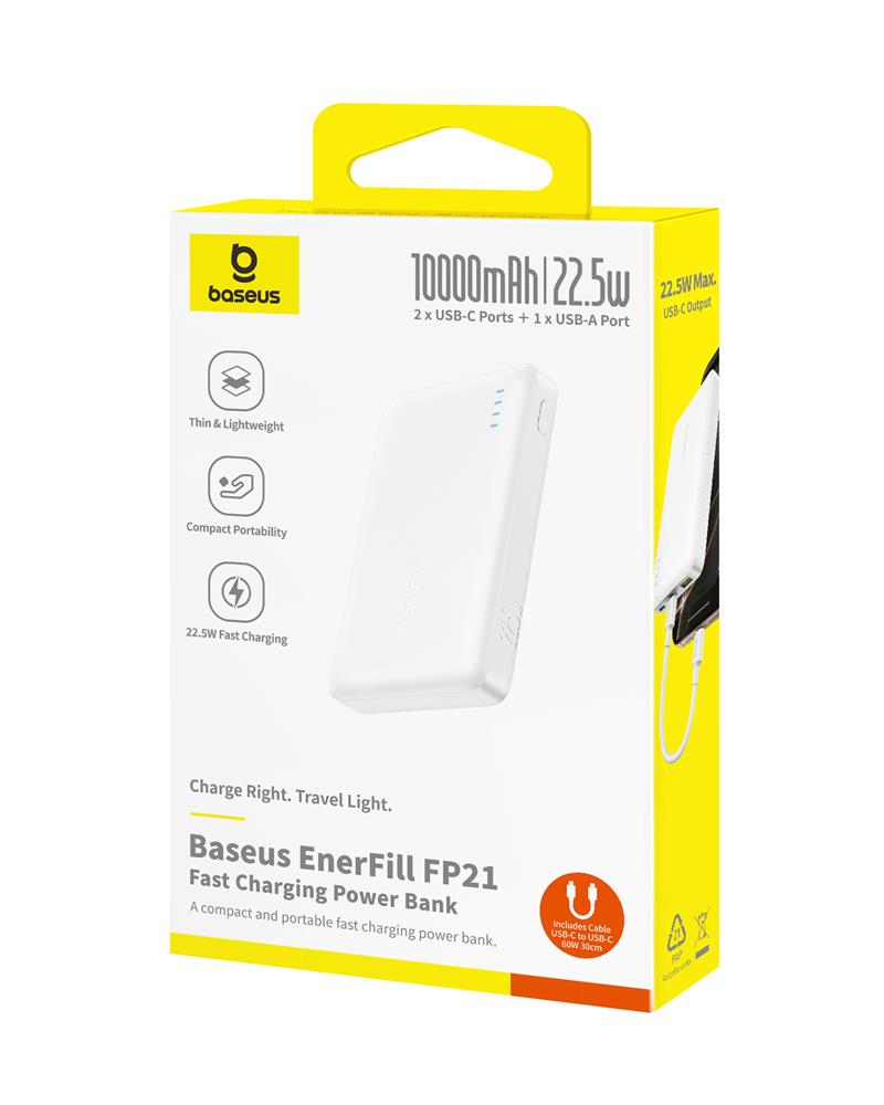 Baseus EnerFill FP21 power bank 22.5W 10000mAh ksi�ycowa biel / 5