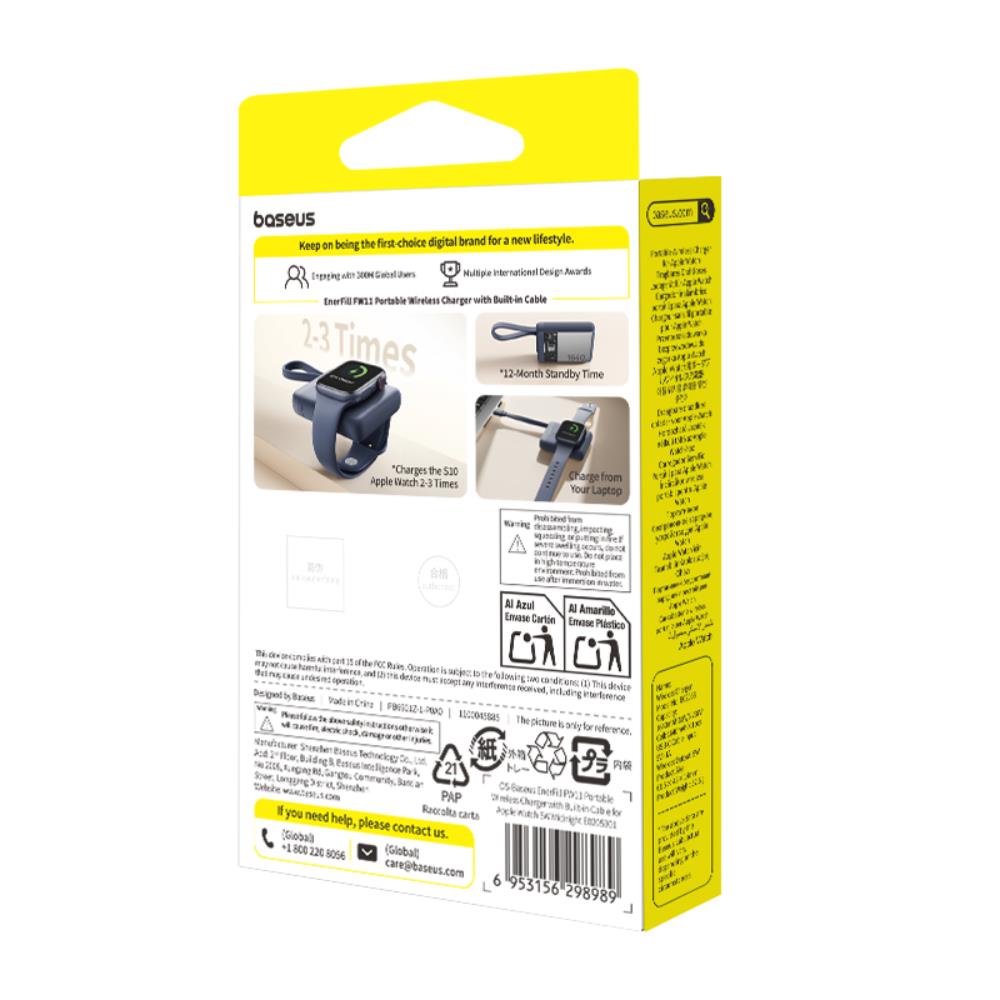 Baseus EnerFill FW11 Przeno�na �adowarka Bezprzewodowa do Apple Watch z Wbudowanym Kablem 5W Czarny / 5