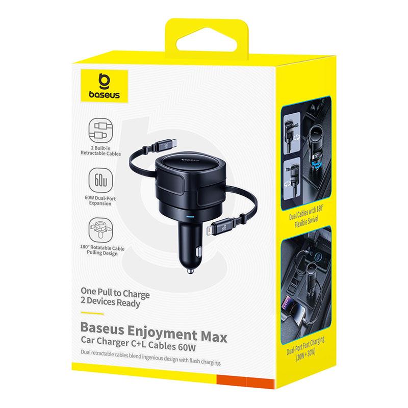 Baseus Enjoyment Max �adowarka Samochodowa C+L Kable 60W Kosmiczna Czer� / 5