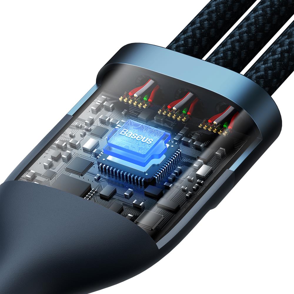 Baseus kabel 3w1 Flash II USB - Lightning + USB-C + microUSB 1,2 m 3,5A niebieski / 4