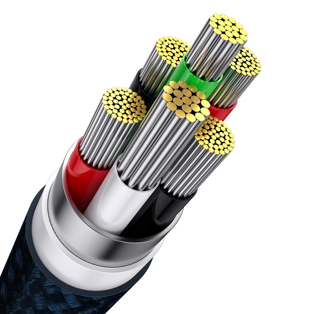 Baseus kabel 3w1 Flash II USB - micro USB + Lightning + USB-C 1,2m 3,5A niebieski 66W / 5