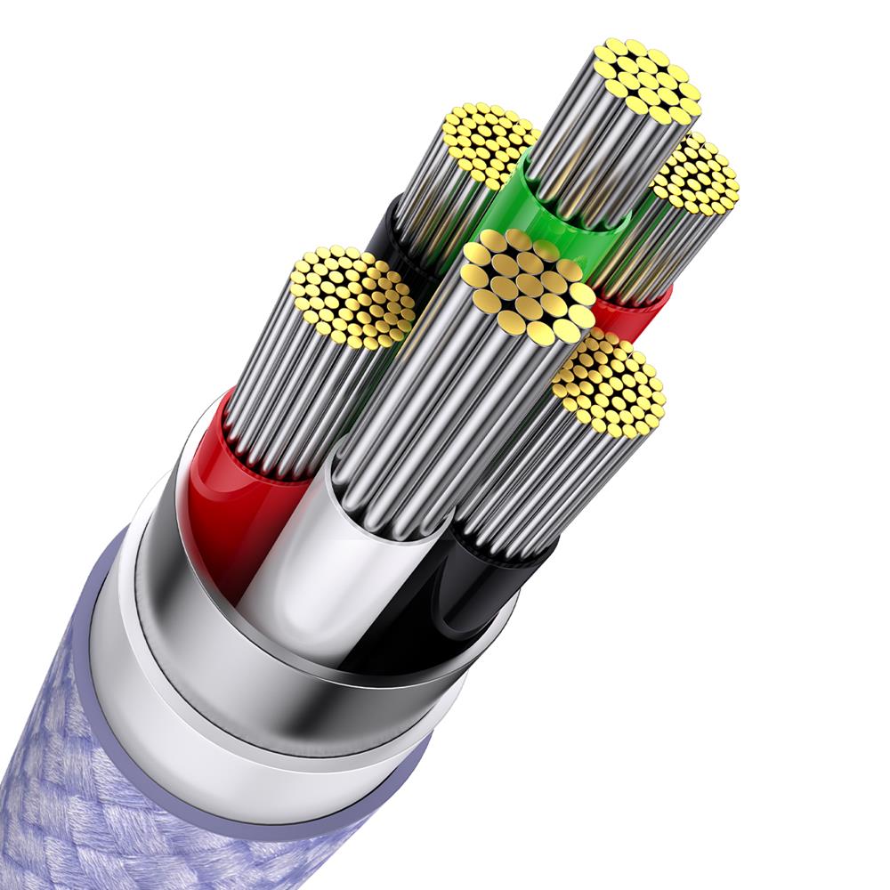 Baseus kabel 3w1 Flash II USB + USB-C - Lightning + USB-C + microUSB 1,5 m 3,5A fioletowy 100W / 5