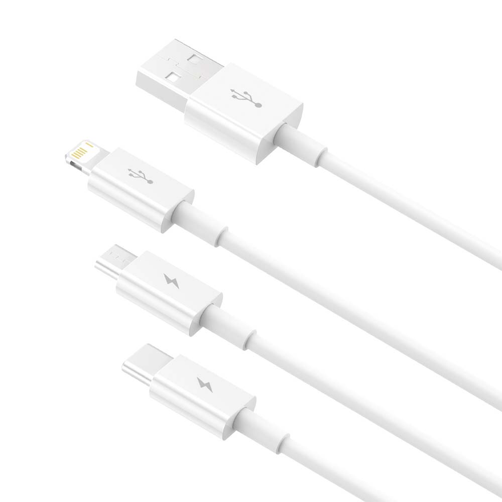 Baseus kabel 3w1 Superior USB - Lightning + USB-C + microUSB 1,5 m 3,5A bia�y / 4