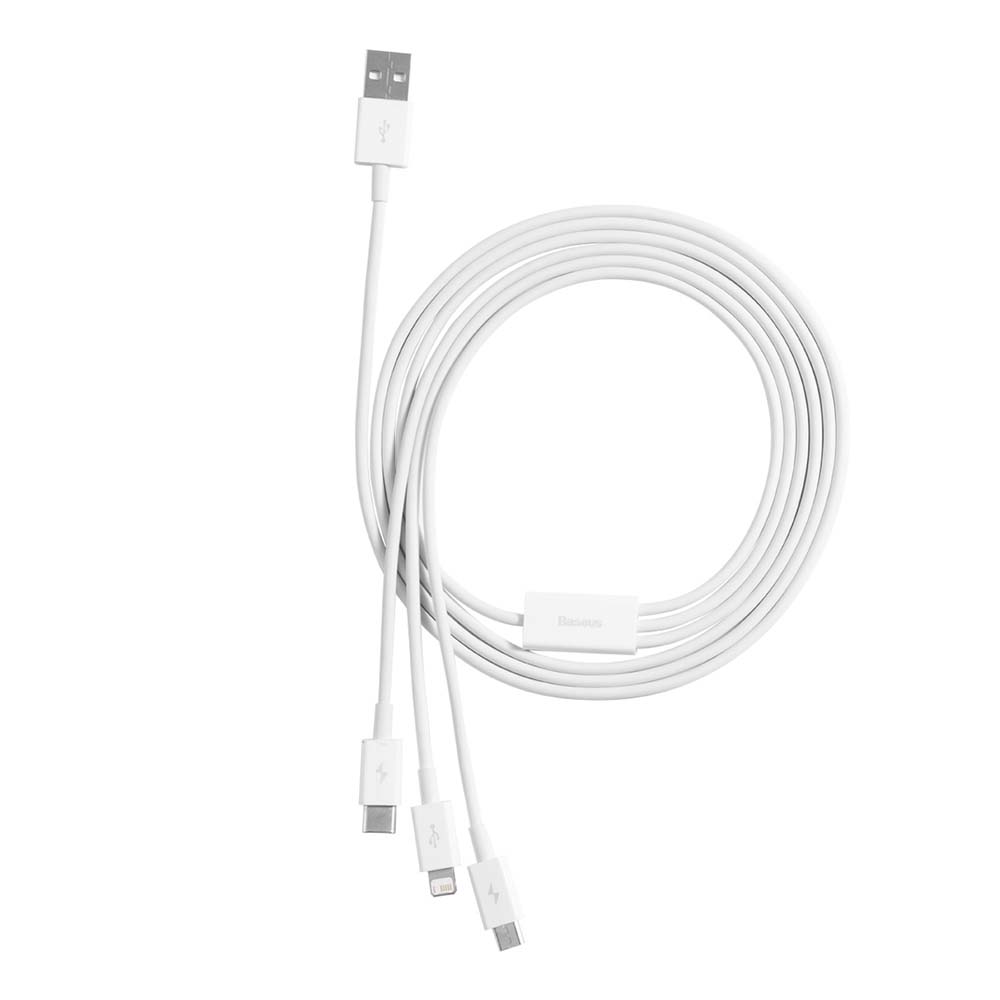 Baseus kabel 3w1 Superior USB - Lightning + USB-C + microUSB 1,5 m 3,5A bia�y / 5