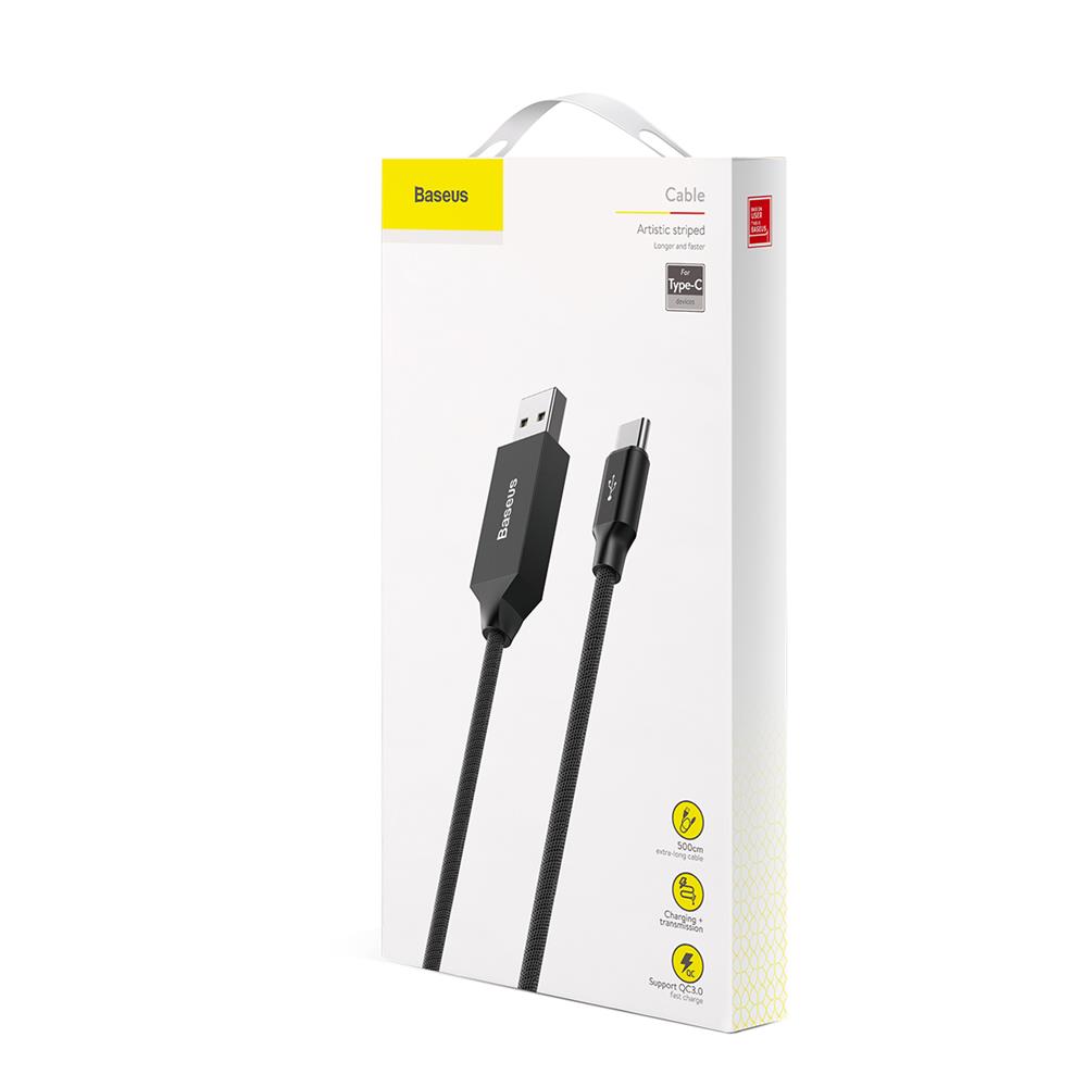 Baseus kabel Artistic (typ-c | 5m) 3A czarny / 6