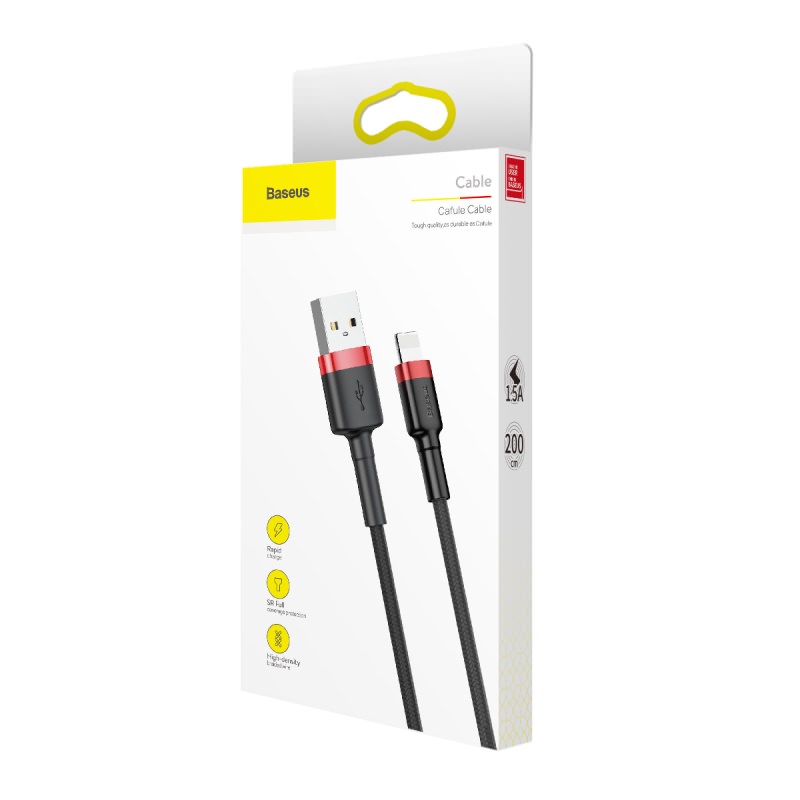 Baseus kabel Cafule USB - Lightning 2,0m 1,5A czerwono-czarny / 3