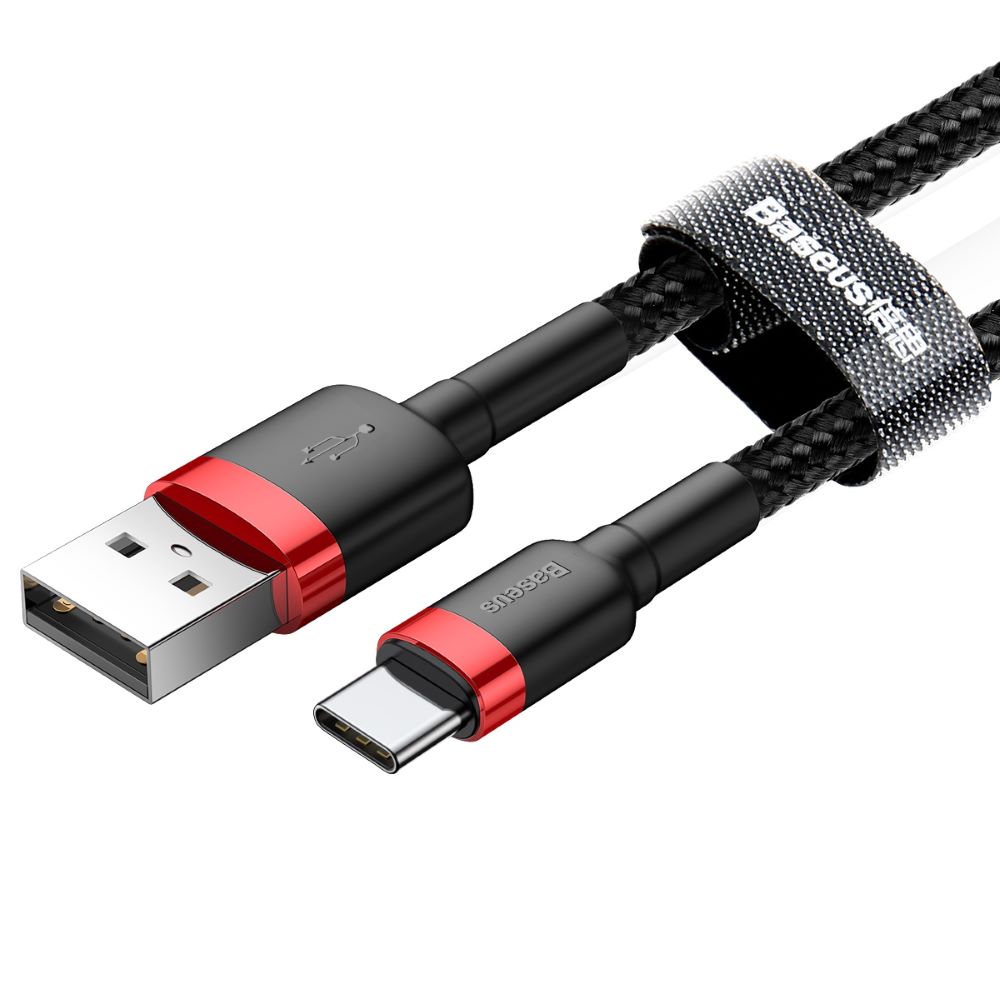 Baseus kabel Cafule USB - USB-C 1m 3A czerwono-czarny / 3
