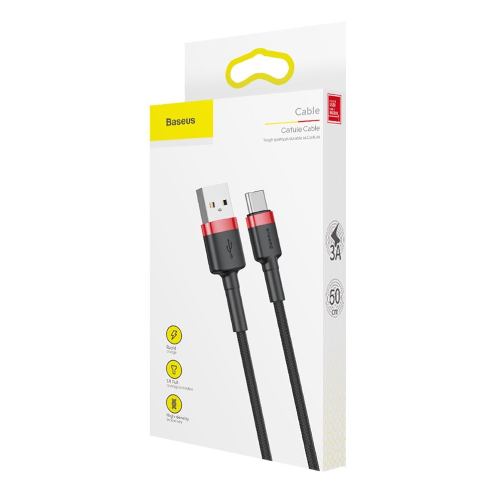 Baseus kabel Cafule USB - USB-C 1m 3A czerwono-czarny / 6