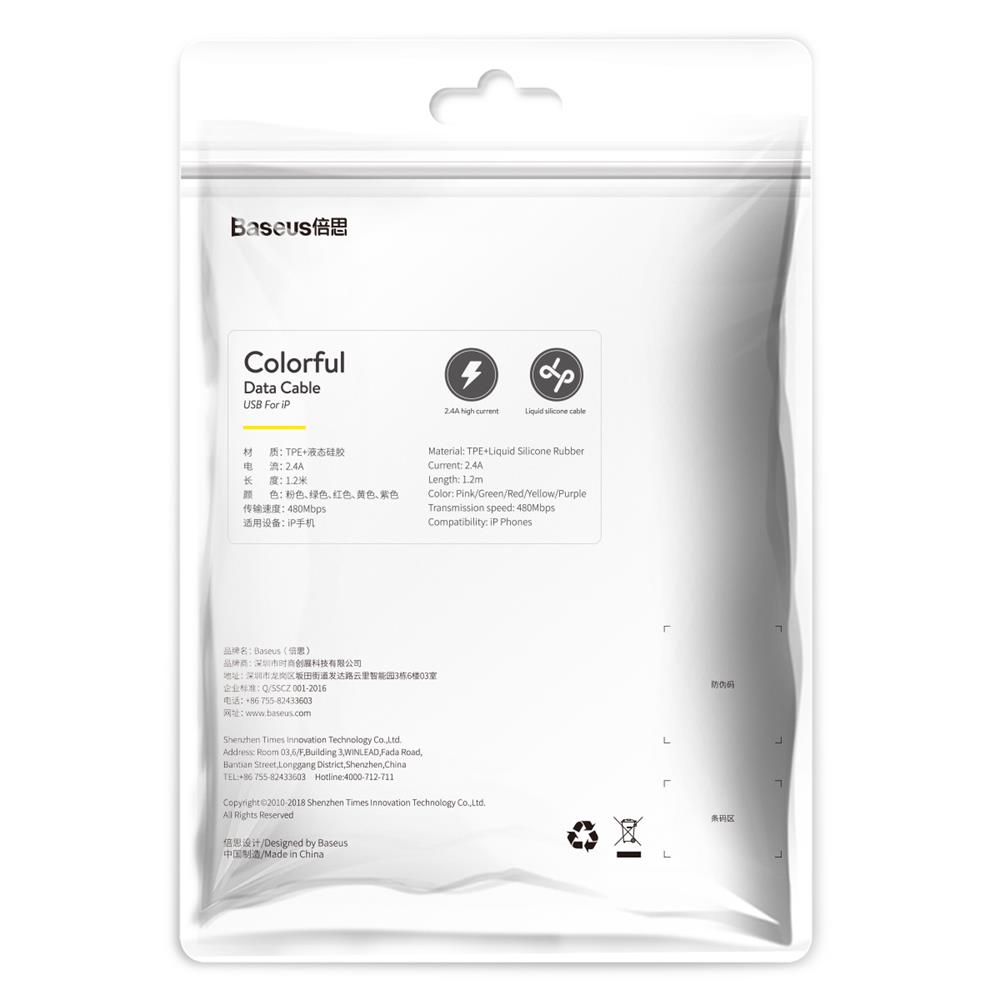 Baseus kabel Colourful (8-pin | 1,2 m) zielony 2,4A / 6