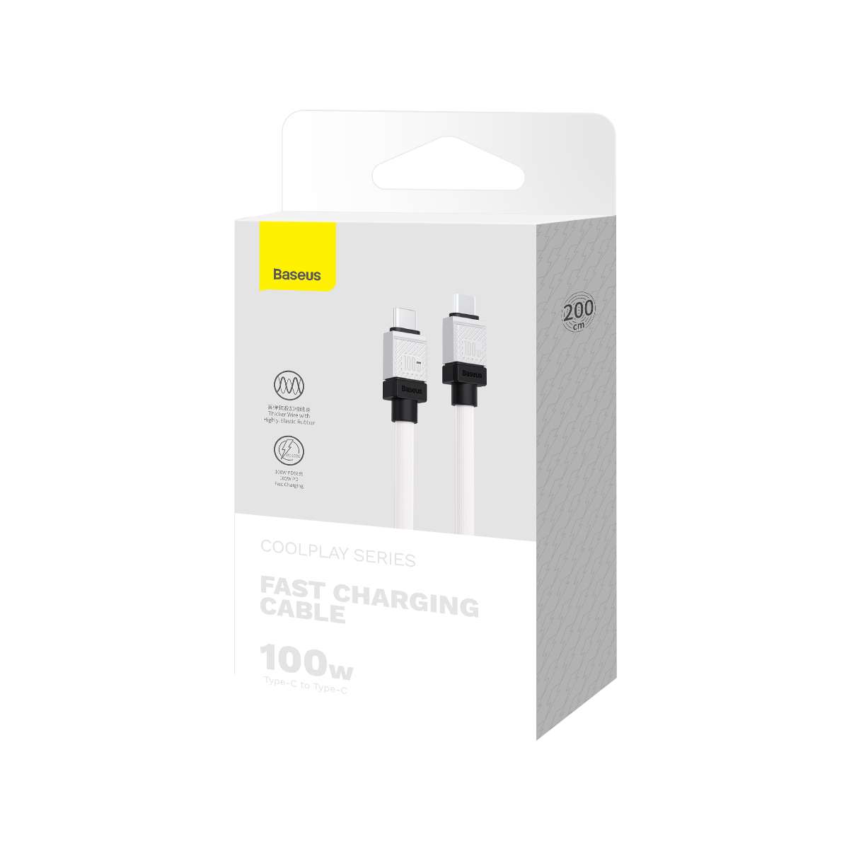 Baseus kabel CoolPlay USB-C - USB-C 2m 100W bia�y / 8