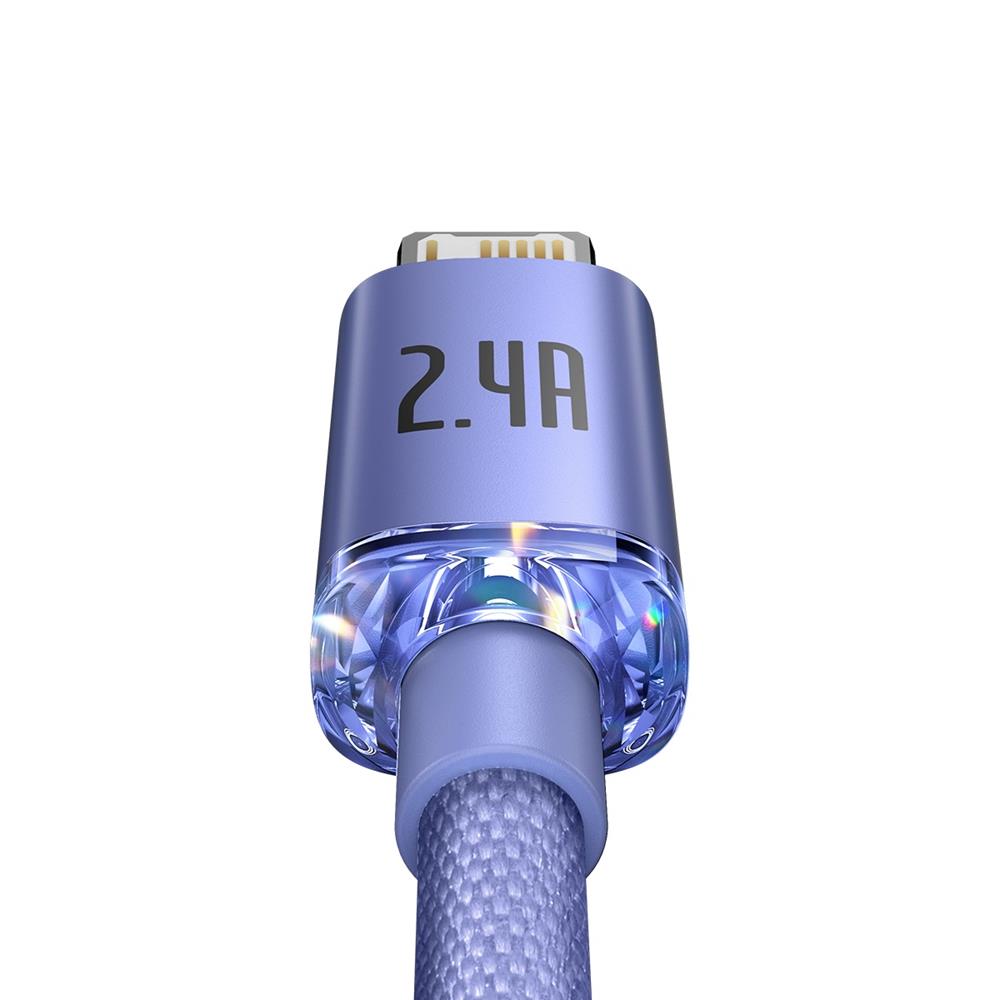 Baseus kabel Crystal Shine USB - Lightning 1,2 m 2,4A fioletowy / 6