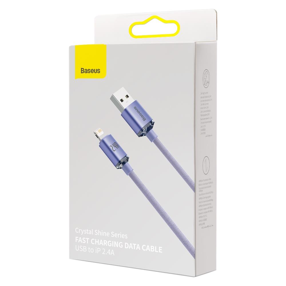 Baseus kabel Crystal Shine USB - Lightning 1,2 m 2,4A fioletowy / 8