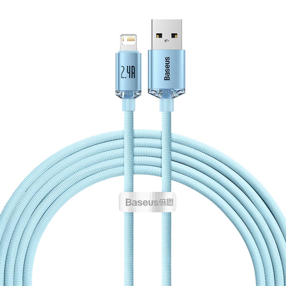 Baseus kabel Crystal Shine USB - Lightning 2,0 m 2,4A jasno-niebieski