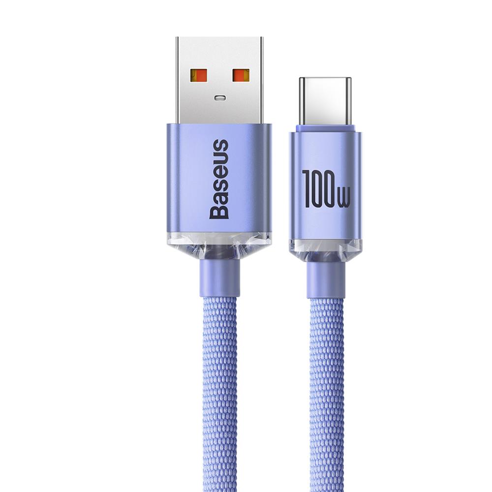 Baseus kabel Crystal Shine USB - USB-C 1,2 m 100W fioletowy / 2