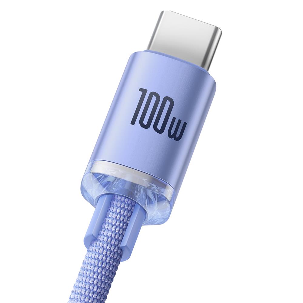Baseus kabel Crystal Shine USB - USB-C 1,2 m 100W fioletowy / 3