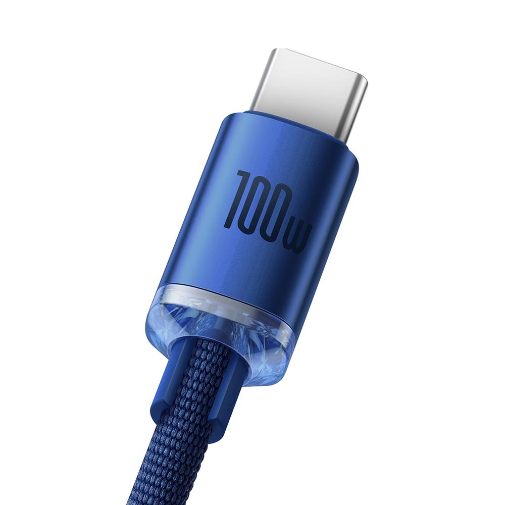Baseus kabel Crystal Shine USB - USB-C 1,2 m 100W niebieski / 3