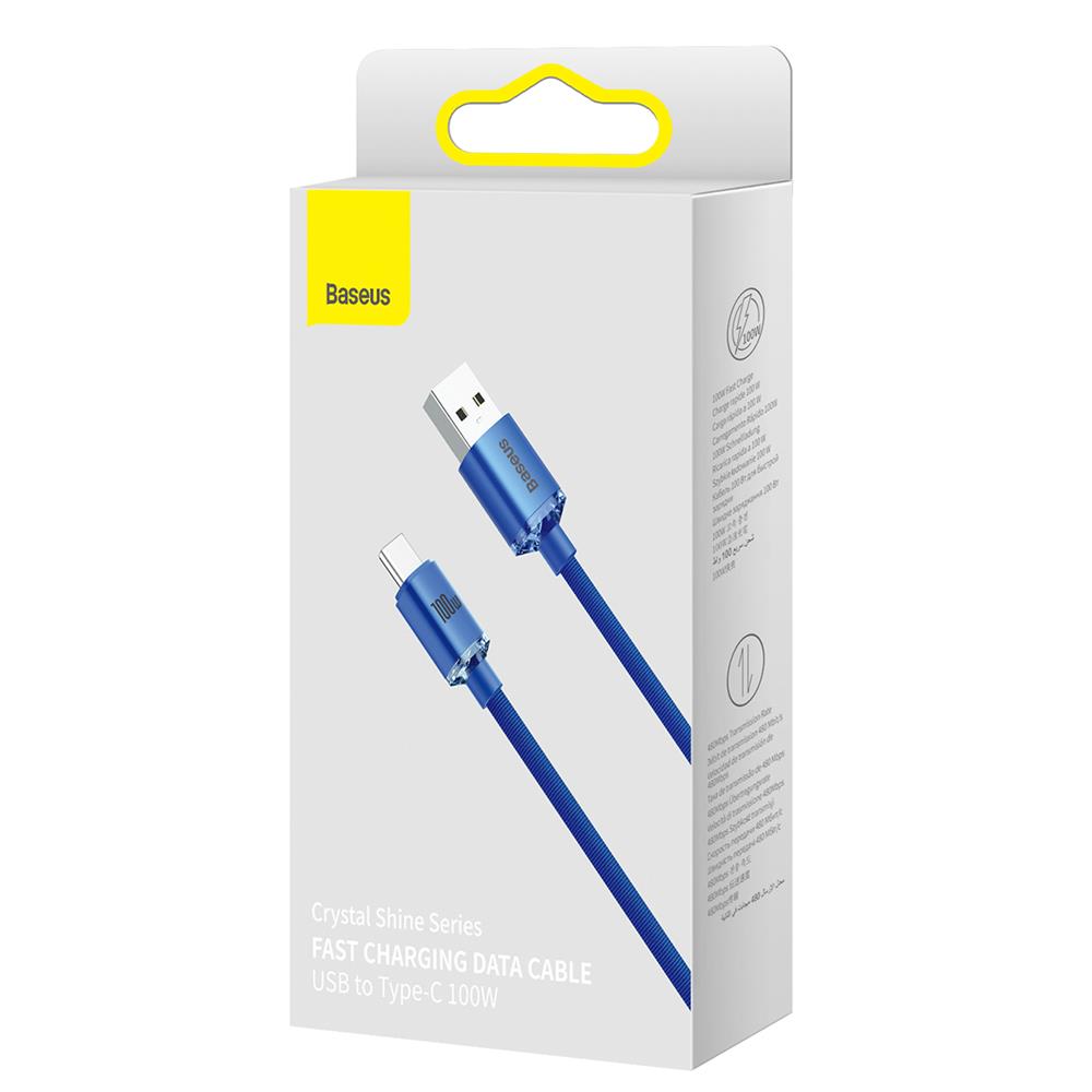 Baseus kabel Crystal Shine USB - USB-C 1,2 m 100W niebieski / 6