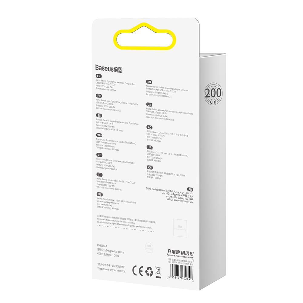 Baseus kabel Crystal Shine USB - USB-C 2,0 m 100W fioletowy / 5