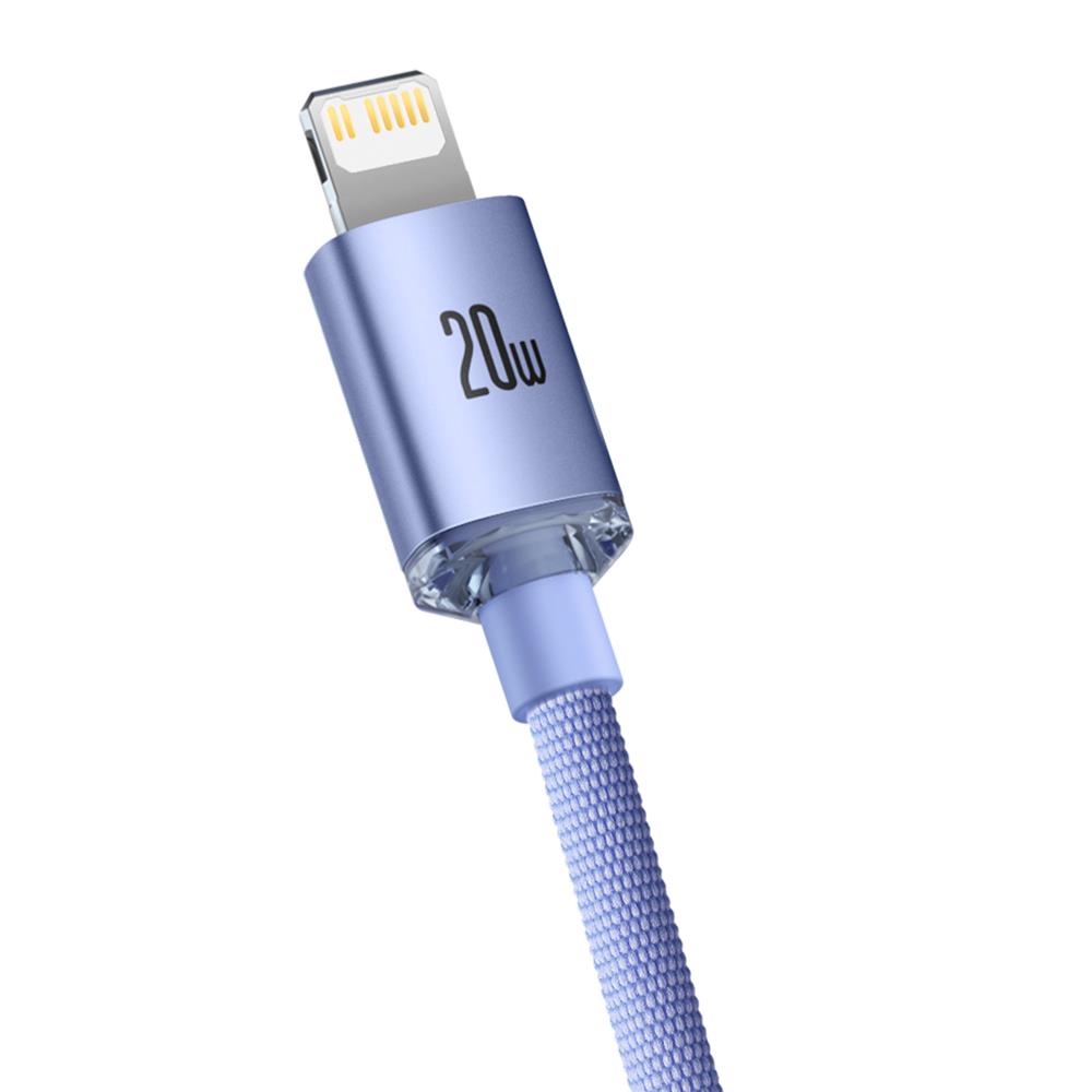 Baseus kabel Crystal Shine USB-C - Lightning 1,2 m 20W fioletowy / 3