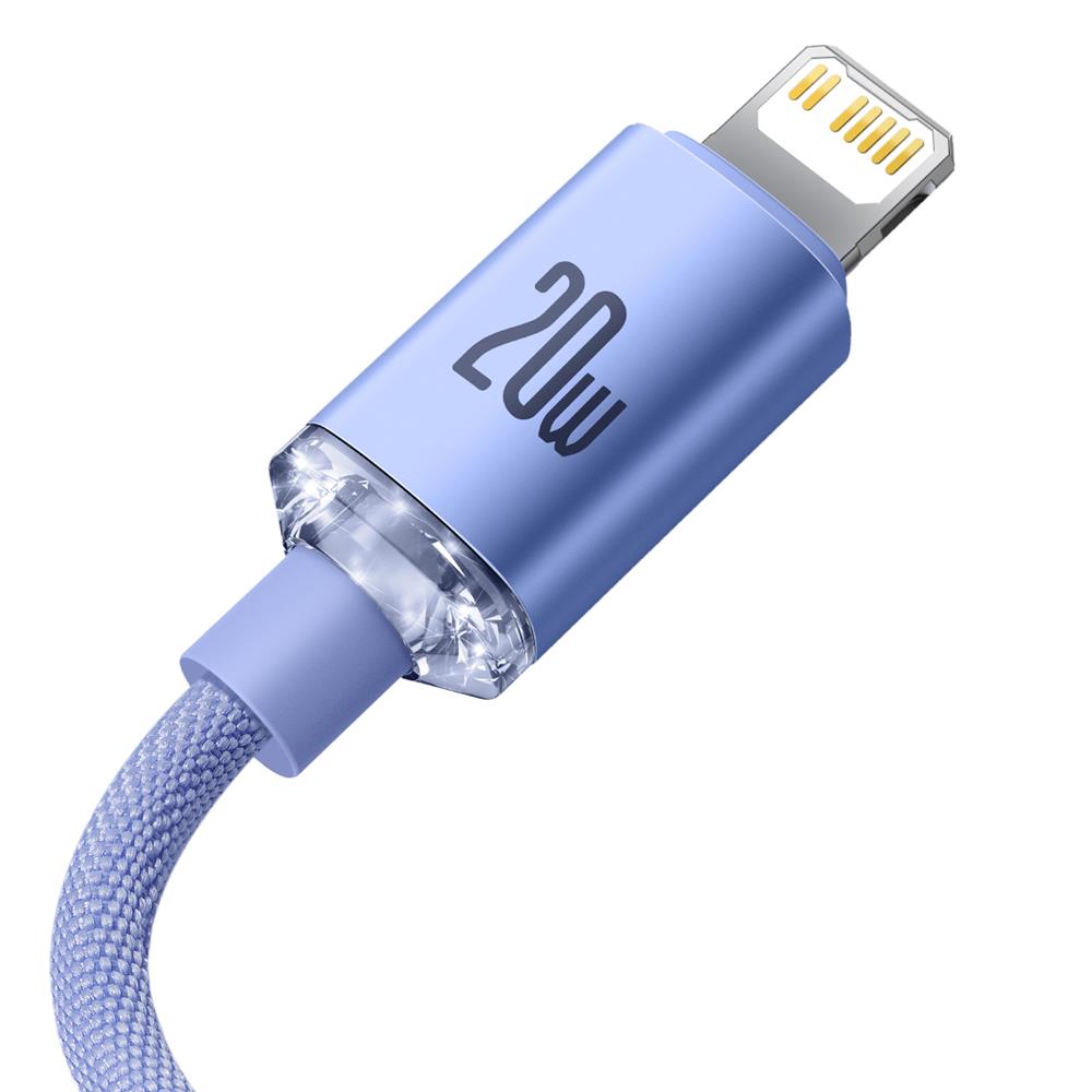 Baseus kabel Crystal Shine USB-C - Lightning 1,2 m 20W fioletowy / 4