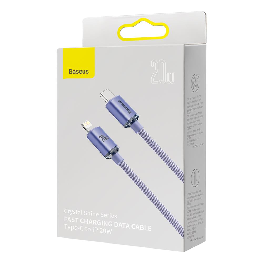 Baseus kabel Crystal Shine USB-C - Lightning 1,2 m 20W fioletowy / 7