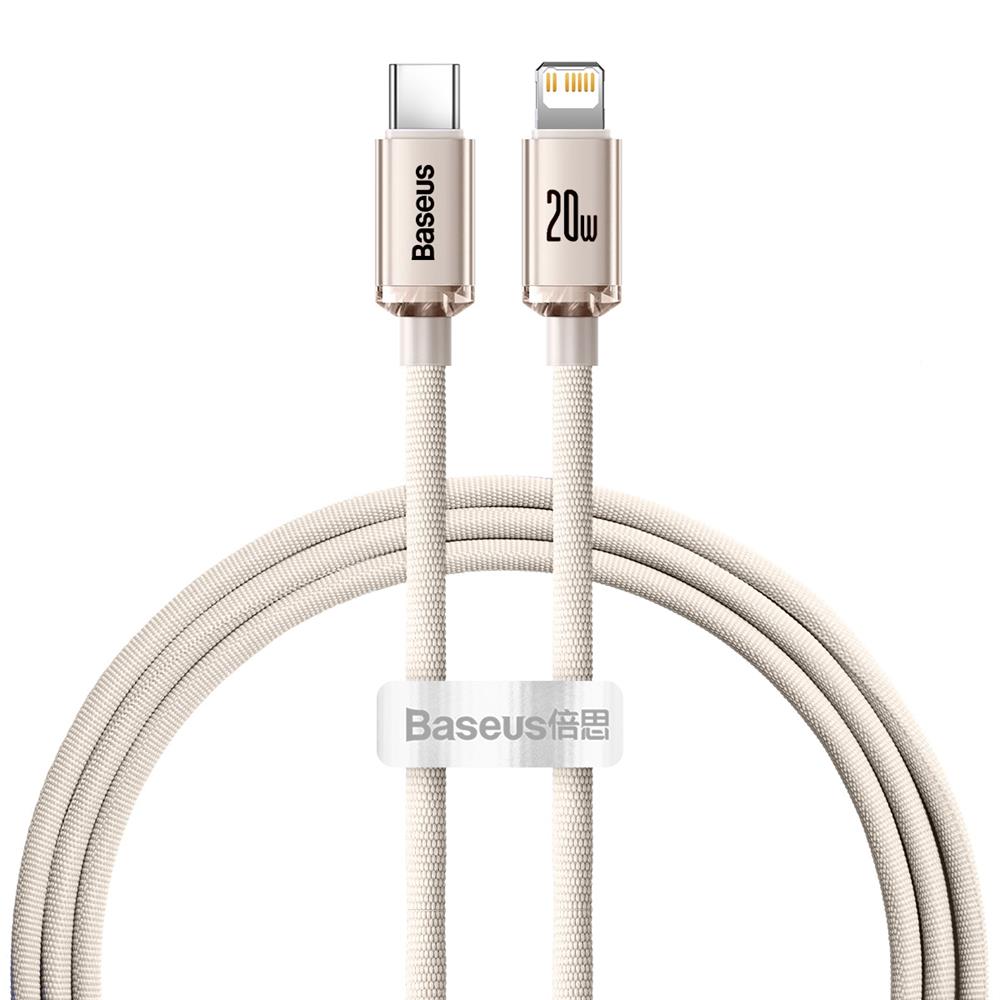 Baseus kabel Crystal Shine USB-C - Lightning 1,2 m 20W r�owy