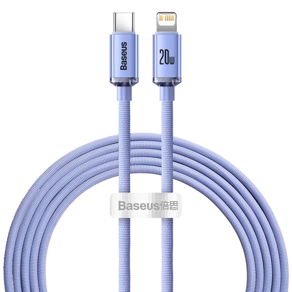 Baseus kabel Crystal Shine USB-C - Lightning 2,0 m 20W fioletowy