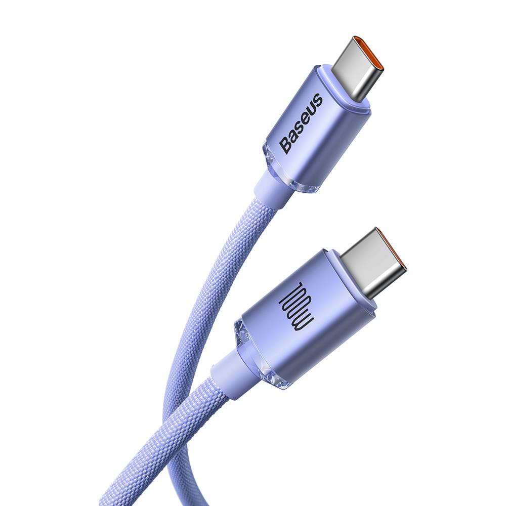 Baseus kabel Crystal Shine USB-C - USB-C 1,2 m 100W fioletowy / 2
