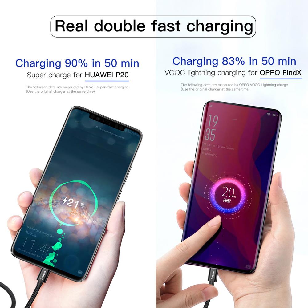 Baseus kabel Double Fast USB na typ-C 5A czarny / 2