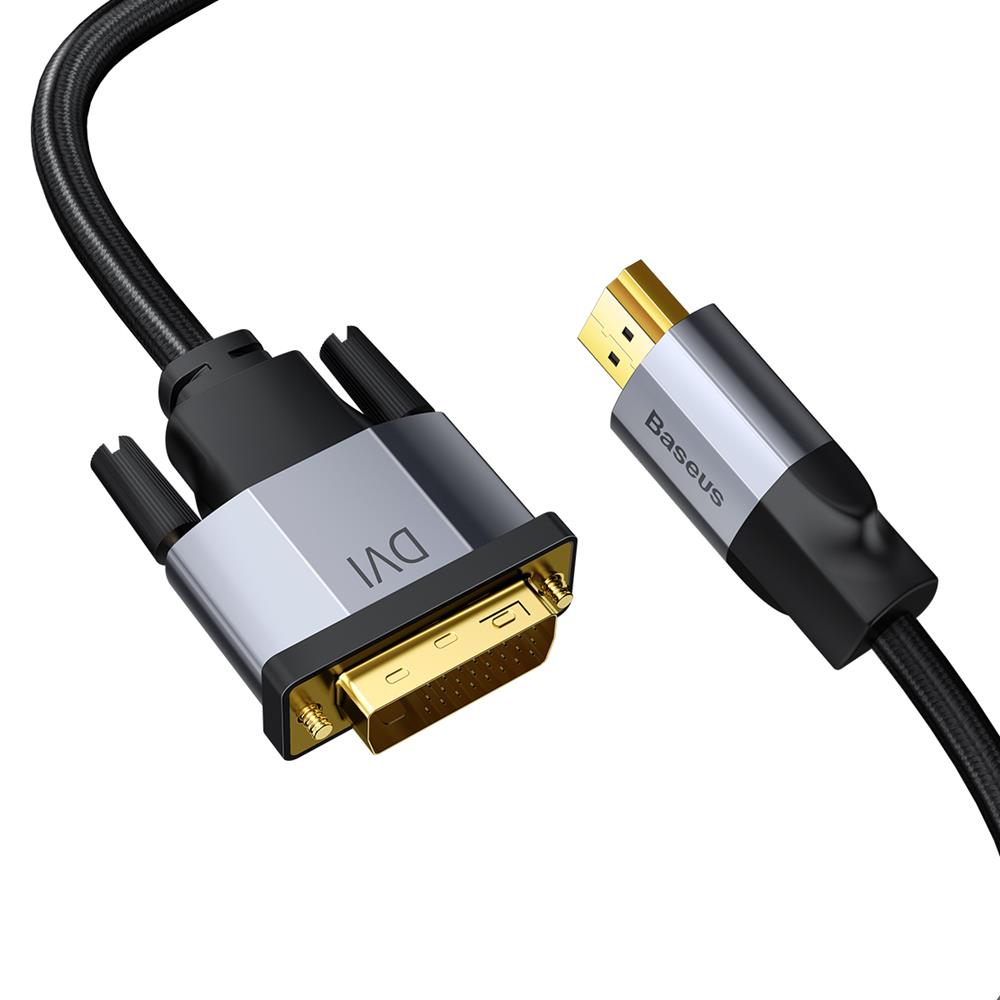 Baseus Kabel Enjoyment HDMI 4K do DVI dwukierunkowy ciemno-szary 2m / 3