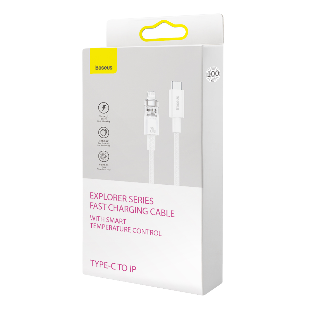 Baseus kabel Explorer PD USB-C - Lightning 2,0m bia�y z kontrol� temperatury 20W / 7