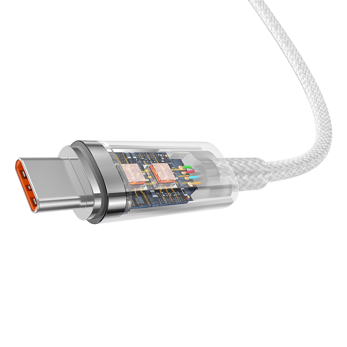 Baseus kabel Explorer USB - USB-C 1,0m bia�y z kontrol� temperatury 100W / 4