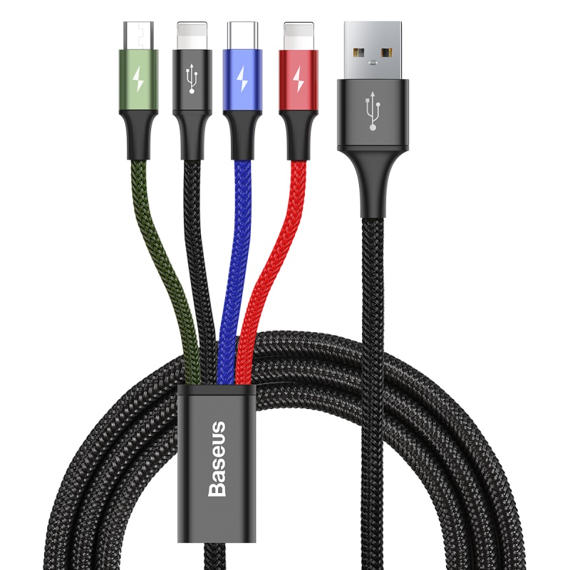 Baseus kabel Fast 4w1 USB - micro USB + 2x Lightning + USB-C 1,2m 3,5A czarny