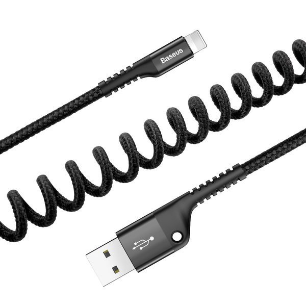 Baseus kabel Fish Eye USB - Lightning 1,0m 2A czarny  spr�ynowy / 2