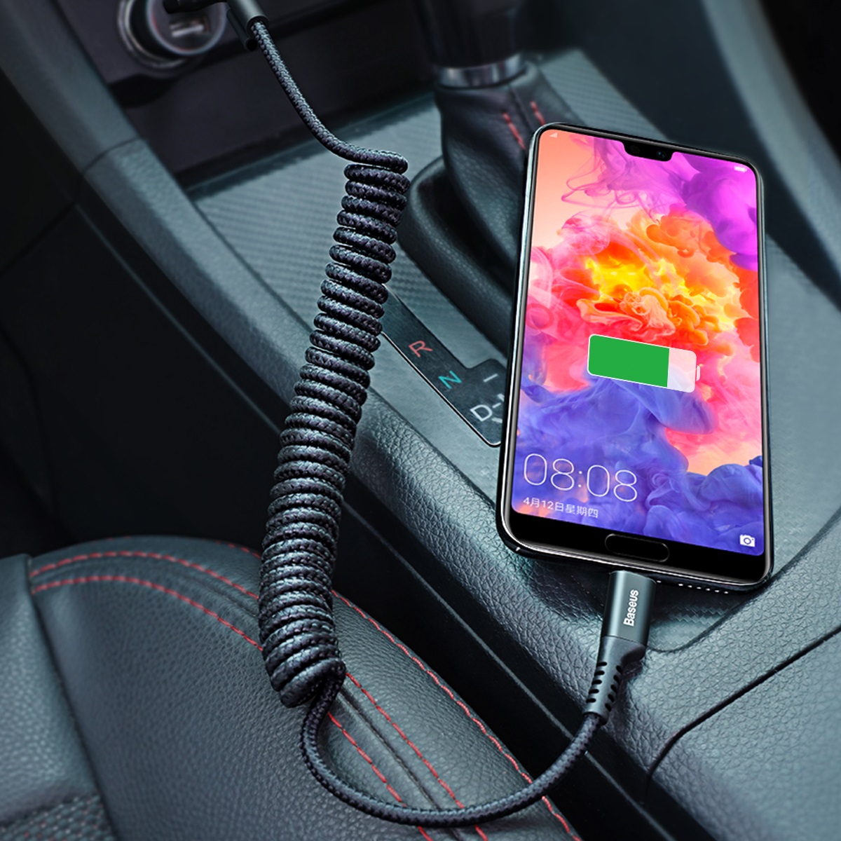 Baseus kabel Fish Eye USB - USB-C 1,0m 2A czarny spr�ynowy / 8