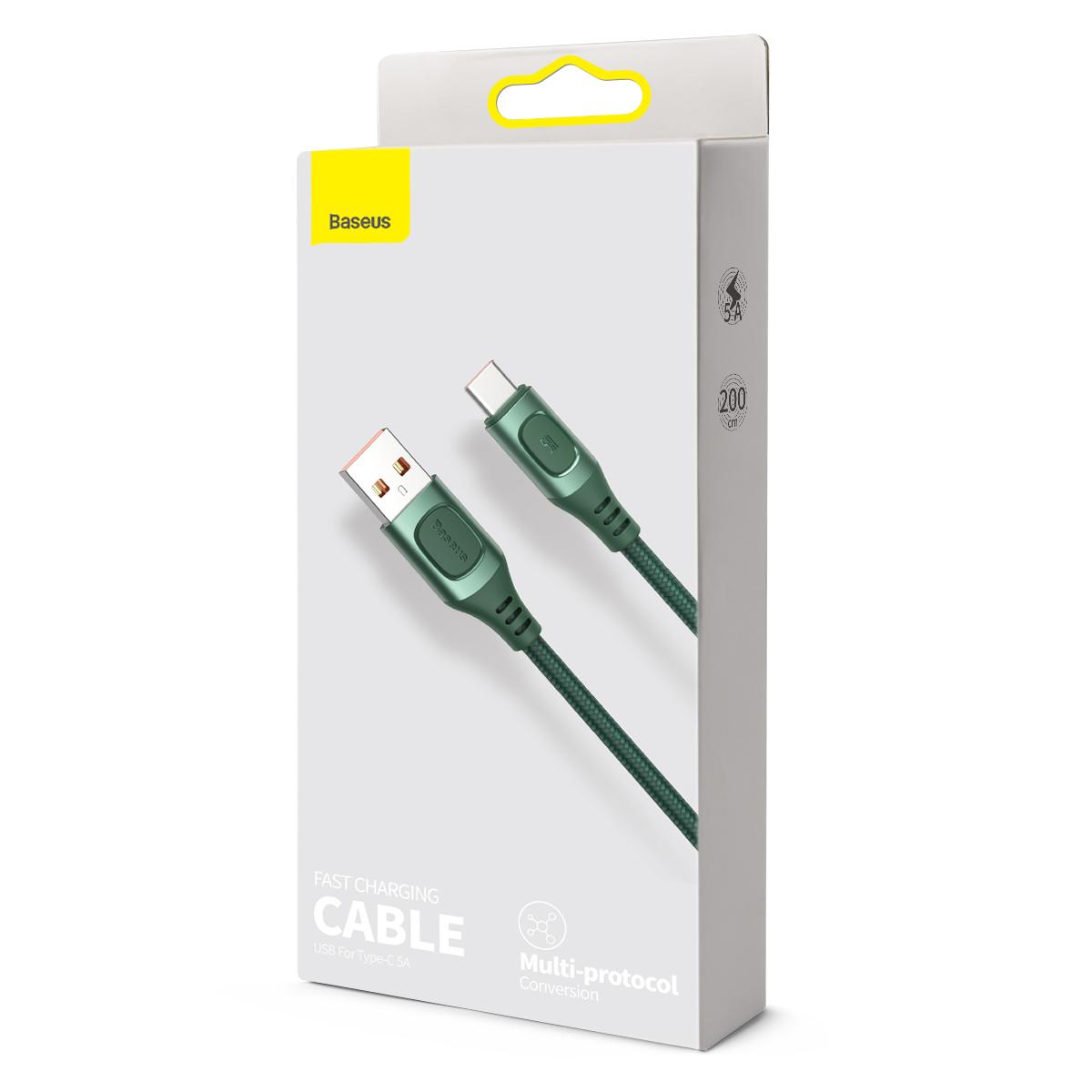 Baseus kabel Flash USB - USB-C 5A 2,0 m zielony / 8