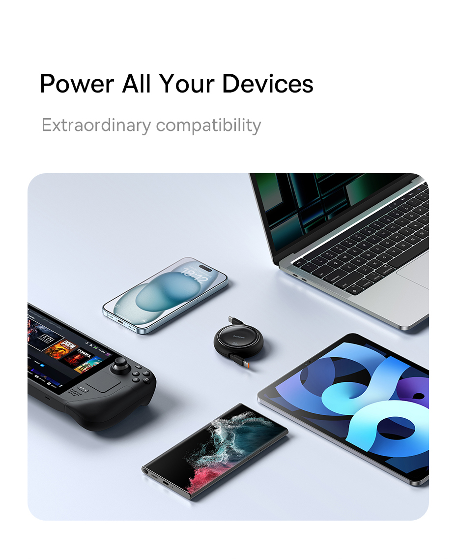 Baseus kabel Free2Draw Mini USB-C - USB-C 1,0m 100W czarny zwijany / 5