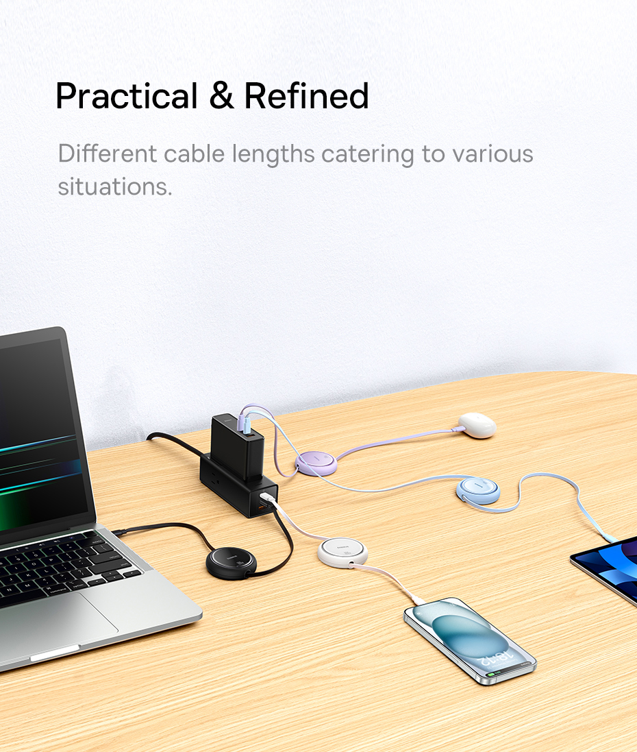 Baseus kabel Free2Draw Mini USB-C - USB-C 1,0m 100W czarny zwijany / 6