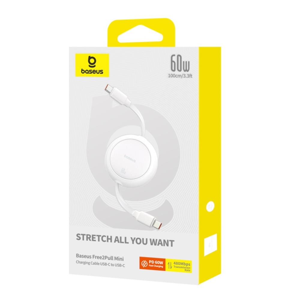 Baseus kabel Free2Pull Mini Charging Cable USB-C to USB-C 60W 1m bia�y / 4