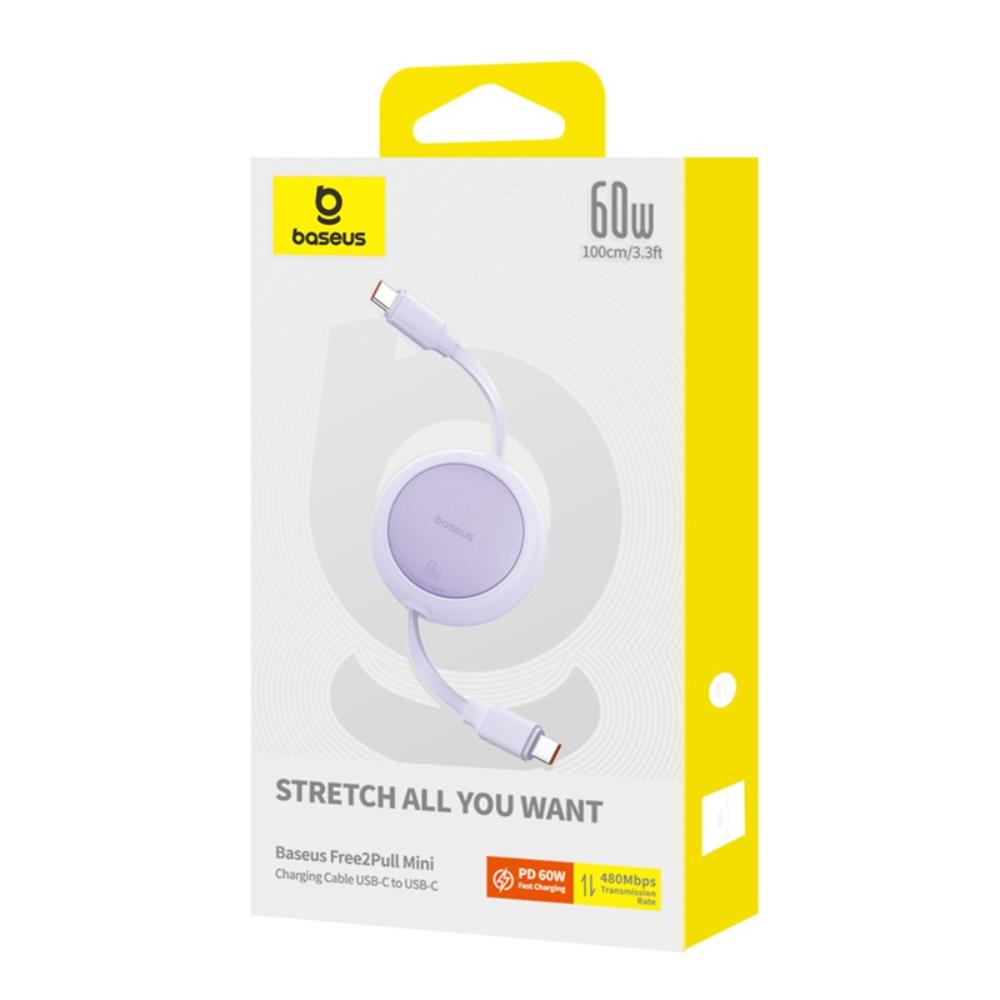 Baseus kabel Free2Pull Mini Charging Cable USB-C to USB-C 60W 1m fioletowy / 4