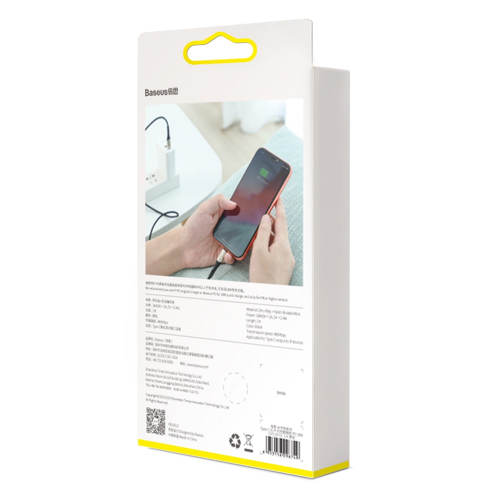 Baseus kabel Horizontal (typ-C do 8-pin | 1 m) czarny PD 18W / 7