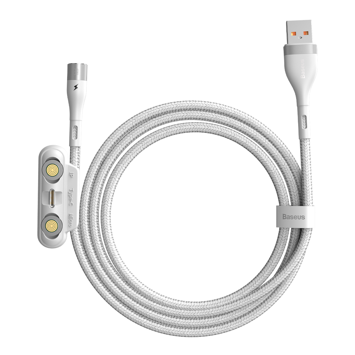 Baseus kabel magnetyczny 3w1 Zinc USB - Lightning + USB-C + microUSB 3A 1,0 m bia�y / 2