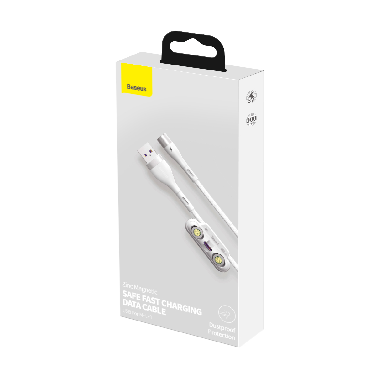 Baseus kabel magnetyczny 3w1 Zinc USB - Lightning + USB-C + microUSB 5A 1,0 m bia�y / 7