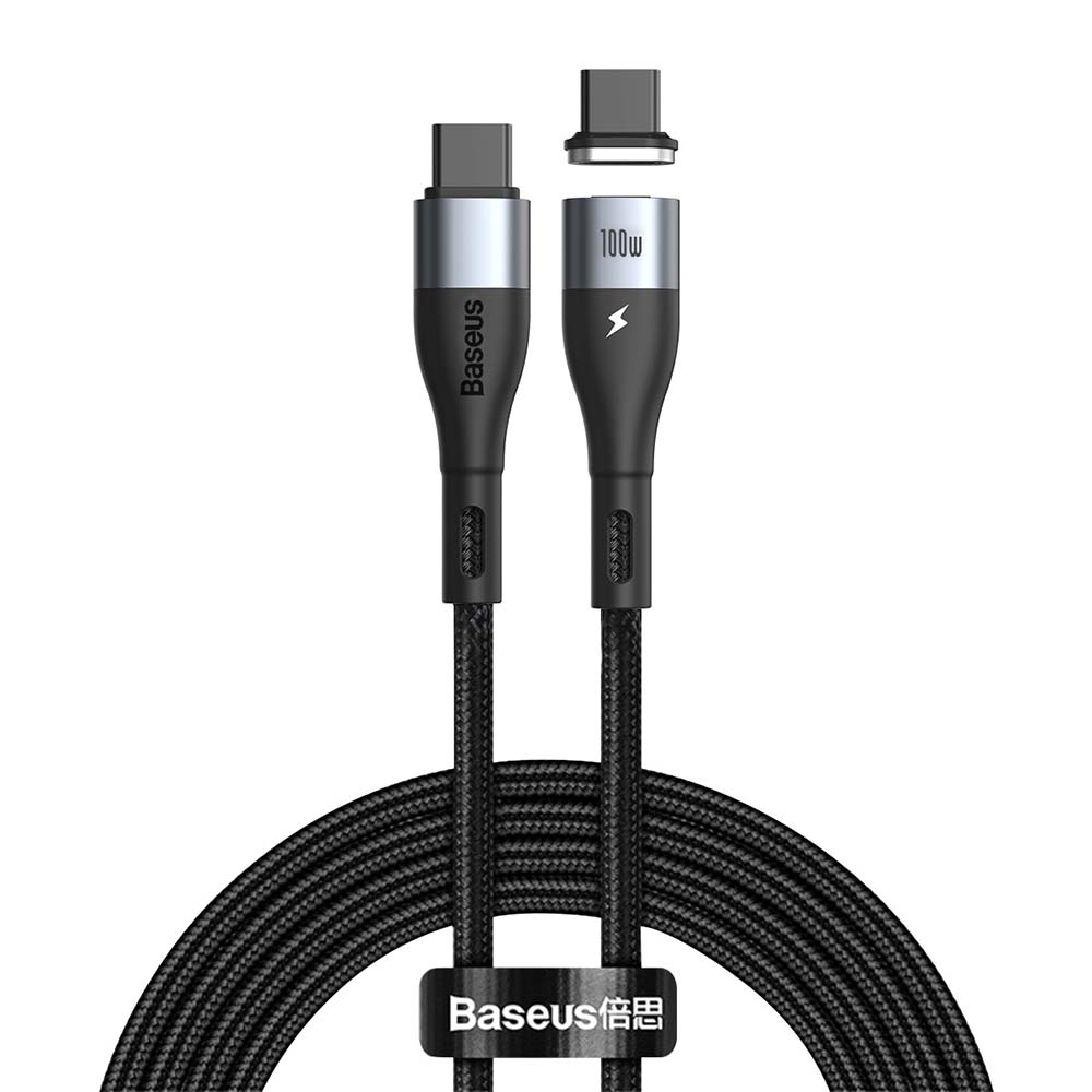 Baseus kabel magnetyczny Zinc PD USB-C - USB-C 1,5 m czarny 100W