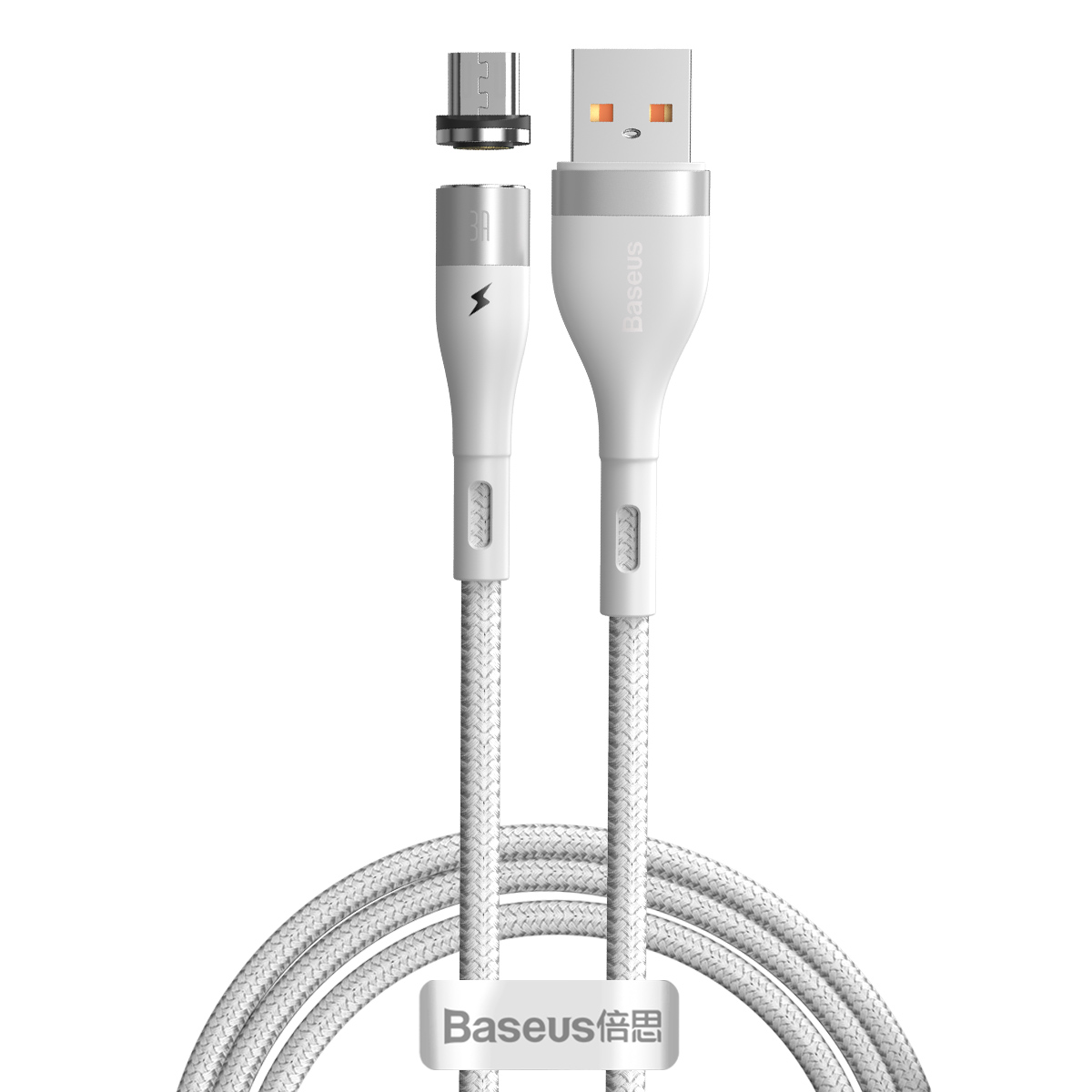 Baseus kabel magnetyczny Zinc USB - microUSB 2,1A 1,0 m bia�y