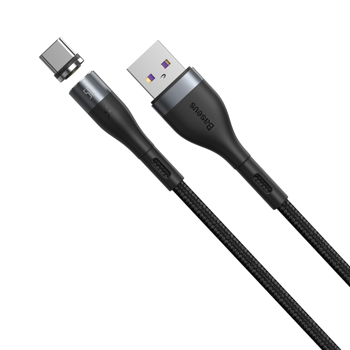 Baseus kabel magnetyczny Zinc USB - USB-C 5A 1,0 m szaro-czarny / 3
