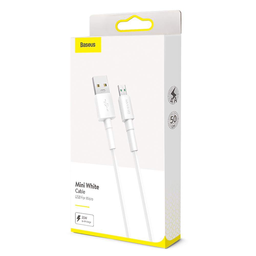 Baseus kabel Mini (micro | 0,5 m) bia�y 4A / 8
