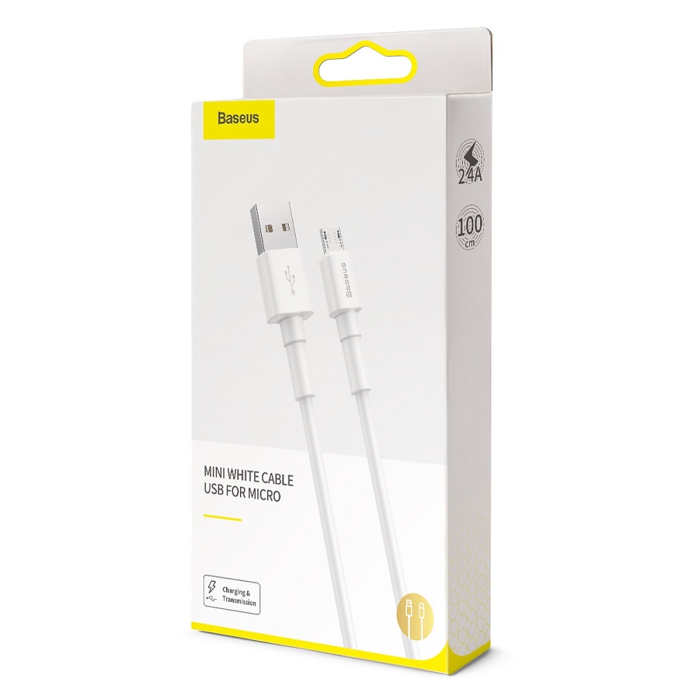 Baseus kabel Mini (micro | 1 m) bia�y 2,4A / 8