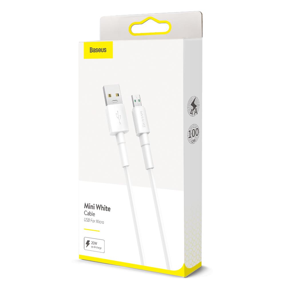 Baseus kabel Mini (micro | 1 m) bia�y 4A / 8