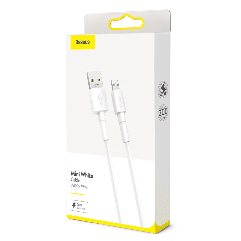 Baseus kabel Mini (micro | 2 m) bia�y 4A / 8